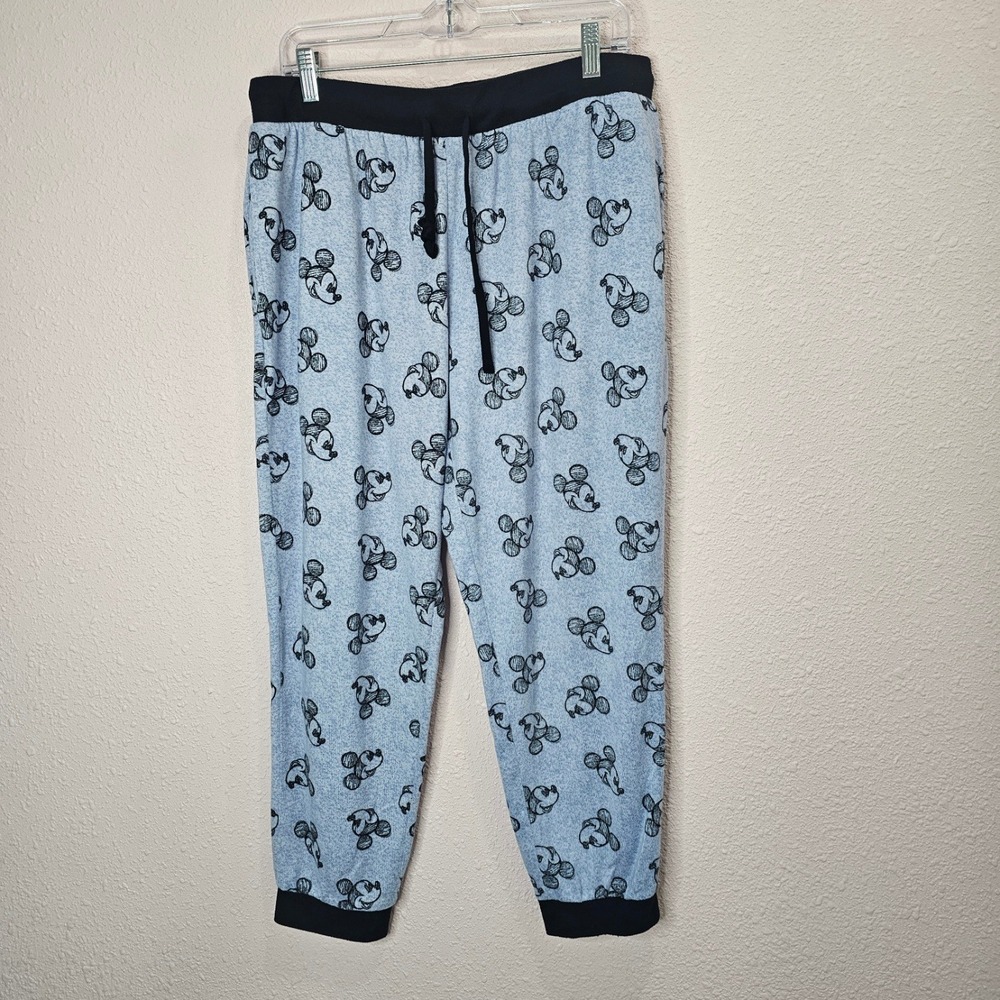 Disney Mickey‎ Mouse Light Blue Pajama Jogger Pants Women's Large Lounge Sleep